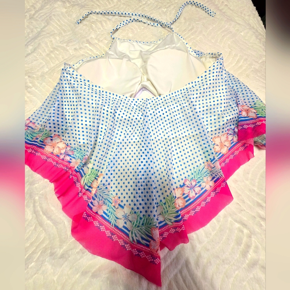 COCO REEF Aura Mesh Ruffle Bra Cropped Tankini Top High Neck. Size: 38 C - Picture 3 of 8